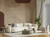 Warm Curves Design wallpaper for walls, fabric texture, brown beige tones.