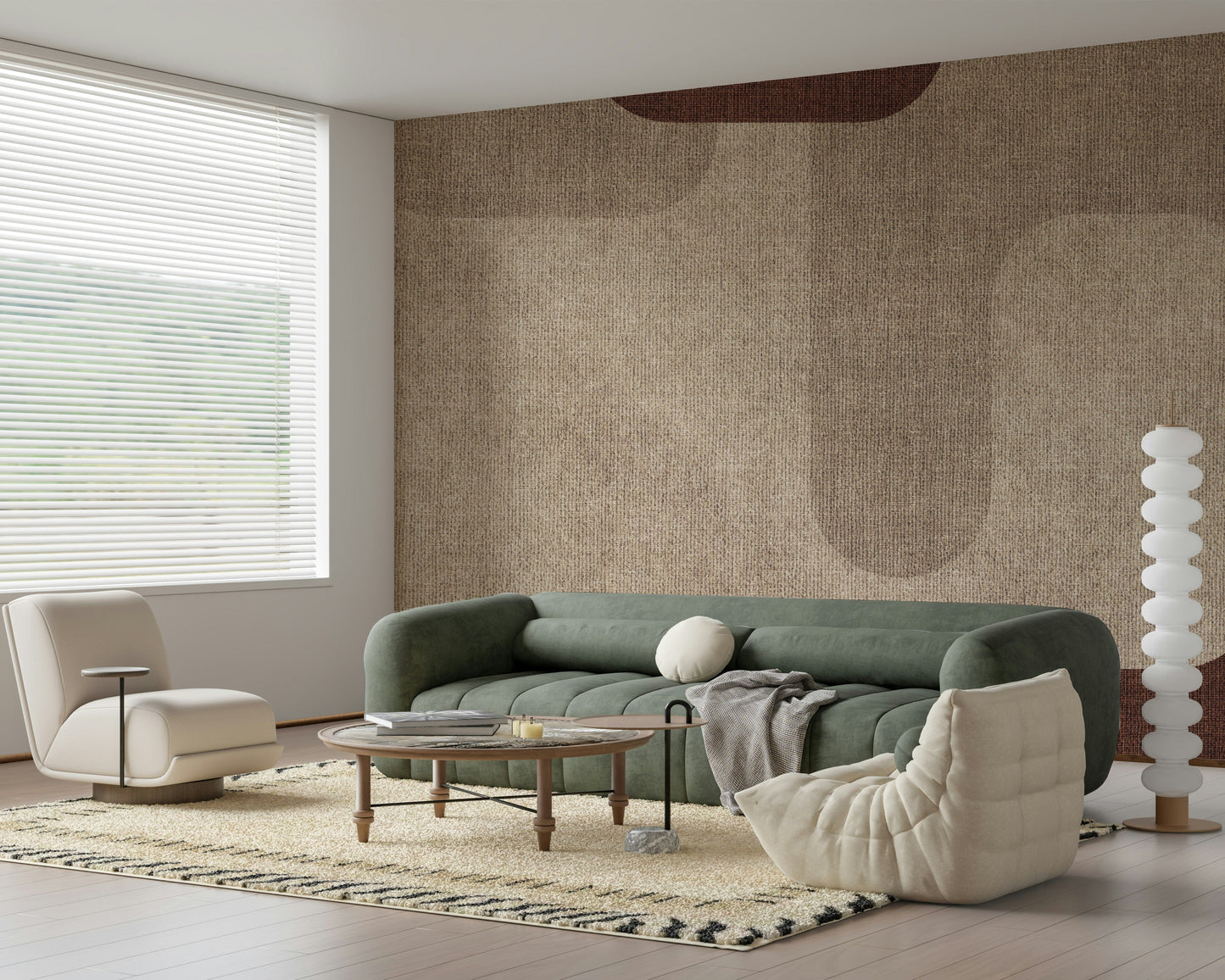 Comforting Warm Curves Design wall mural, soothing abstract shapes.