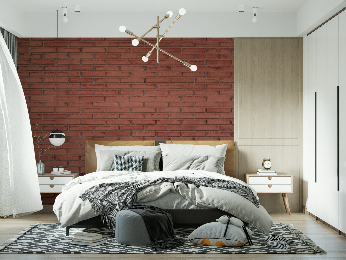 An artistic earthy pattern mural on minimalist wallpaper.

