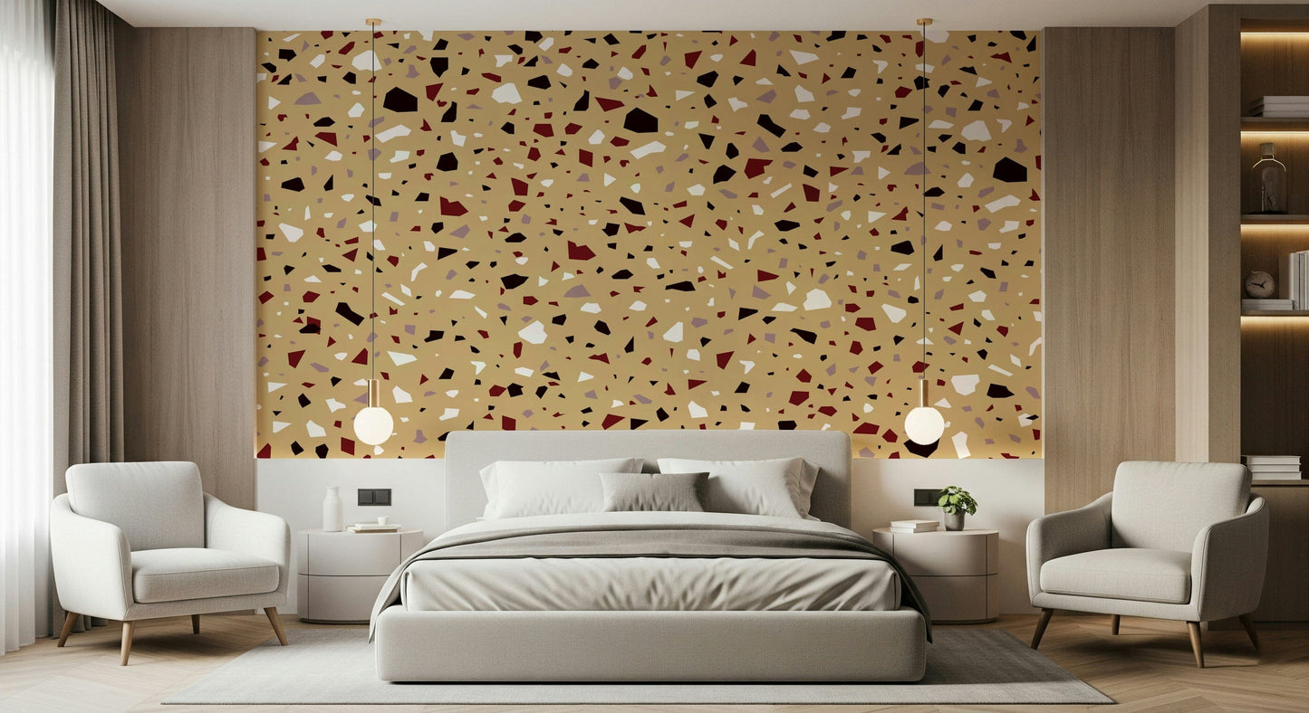 A calming abstract design wallpaper mural that defines a space.