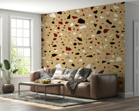 A peaceful speckled pattern mural on decorative wallpaper.