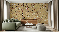 A contemplative speckled texture wallpaper mural for a feature wall.