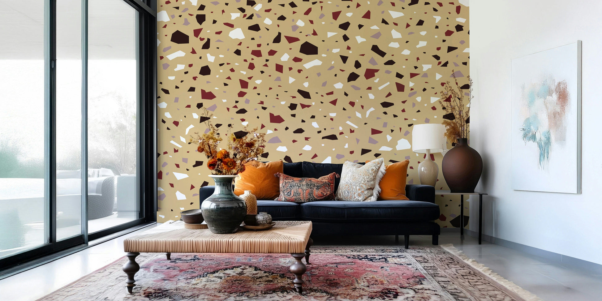 A beautiful modern terrazzo tile wallpaper mural with subtle pattern.