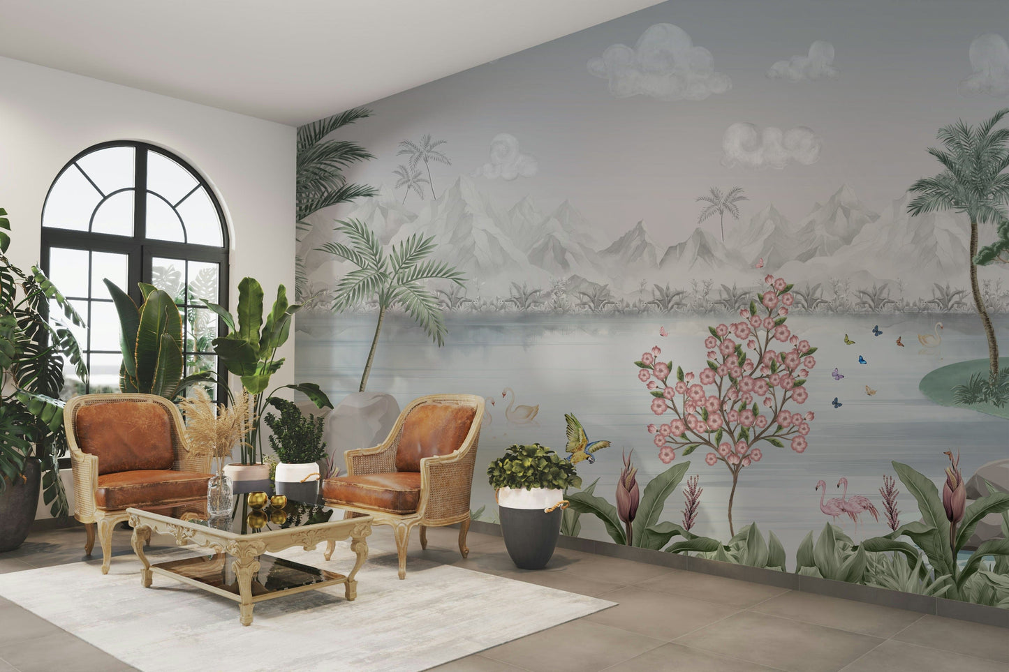 The colors are soft and gentle, with pale blues, greens, and whites.

