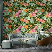 Serene wallpaper mural with delicate water lilies and calming blue tones.


