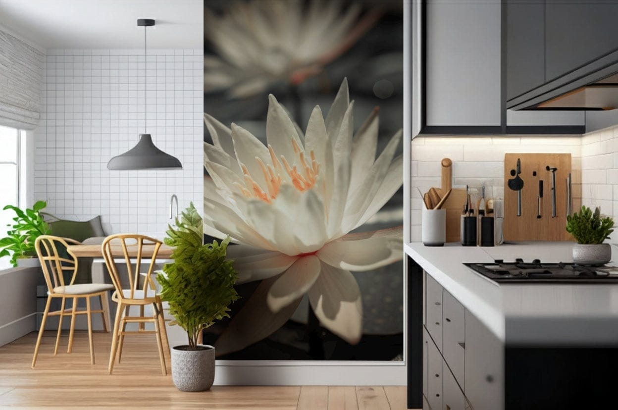 Harmonious Water Lily botanical garden wallpaper.