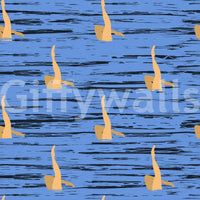 Patterned water rhythms wallpaper combining blue textured waves with soft golden accents.