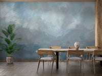 Peaceful seaside watercolor mural
