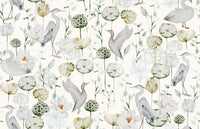 Subtle botanical Watercolor Bird Haven design for modern interiors.