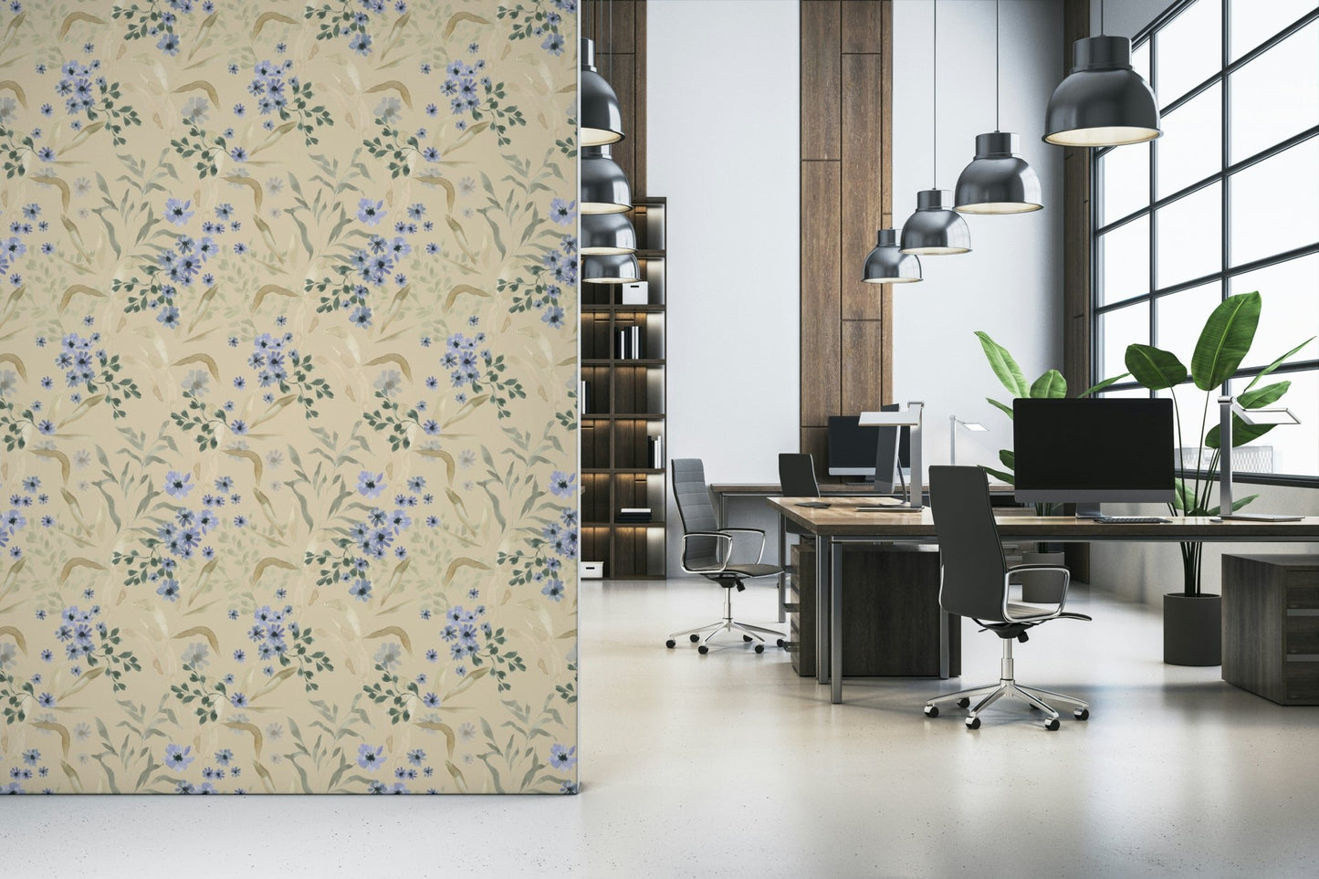 Romantic watercolor bloom pattern with subtle gradients and soft edges.