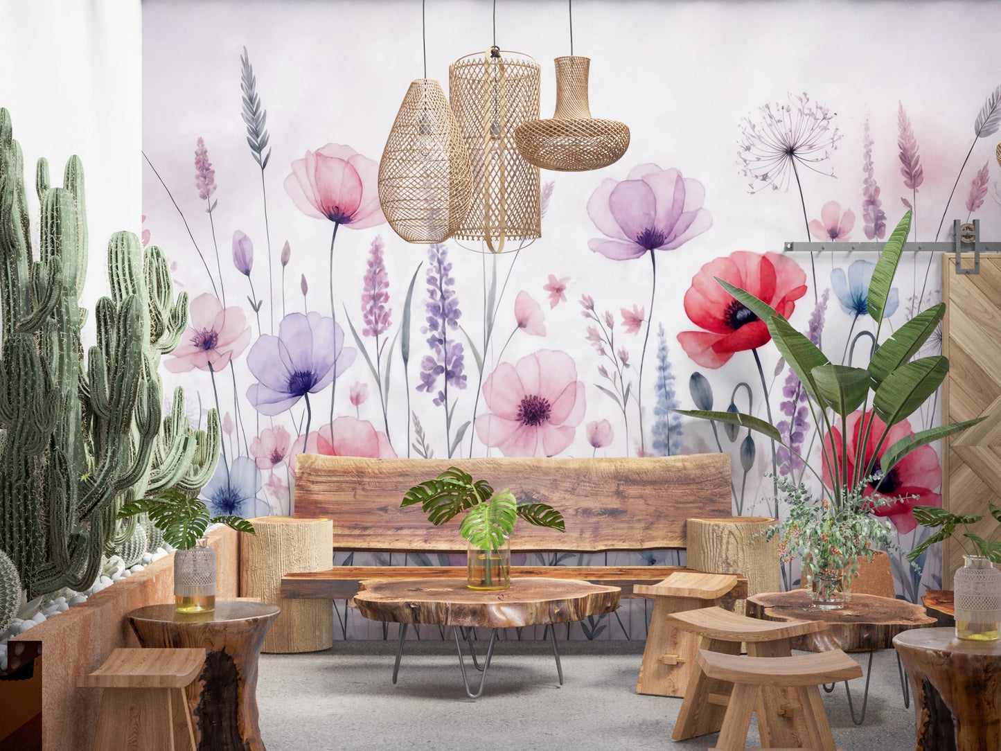 Watercolor Bloomscape Wall Mural