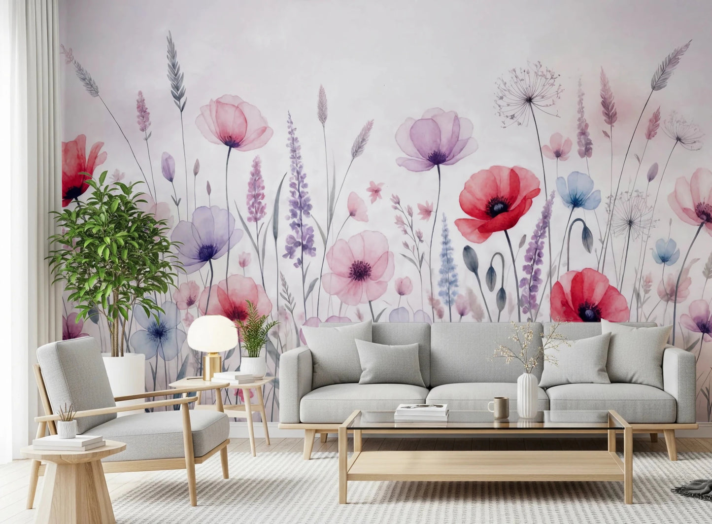 Watercolor Bloomscape Wall Mural