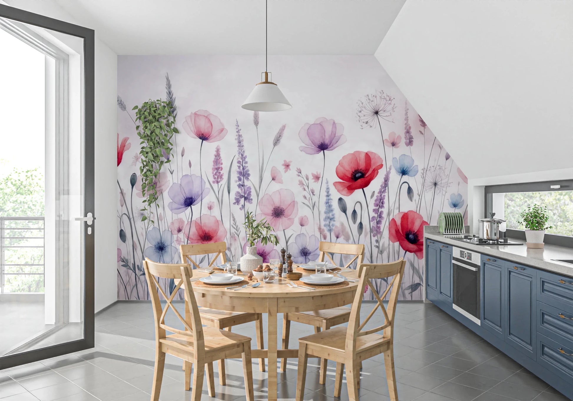 Watercolor Bloomscape Wall Mural