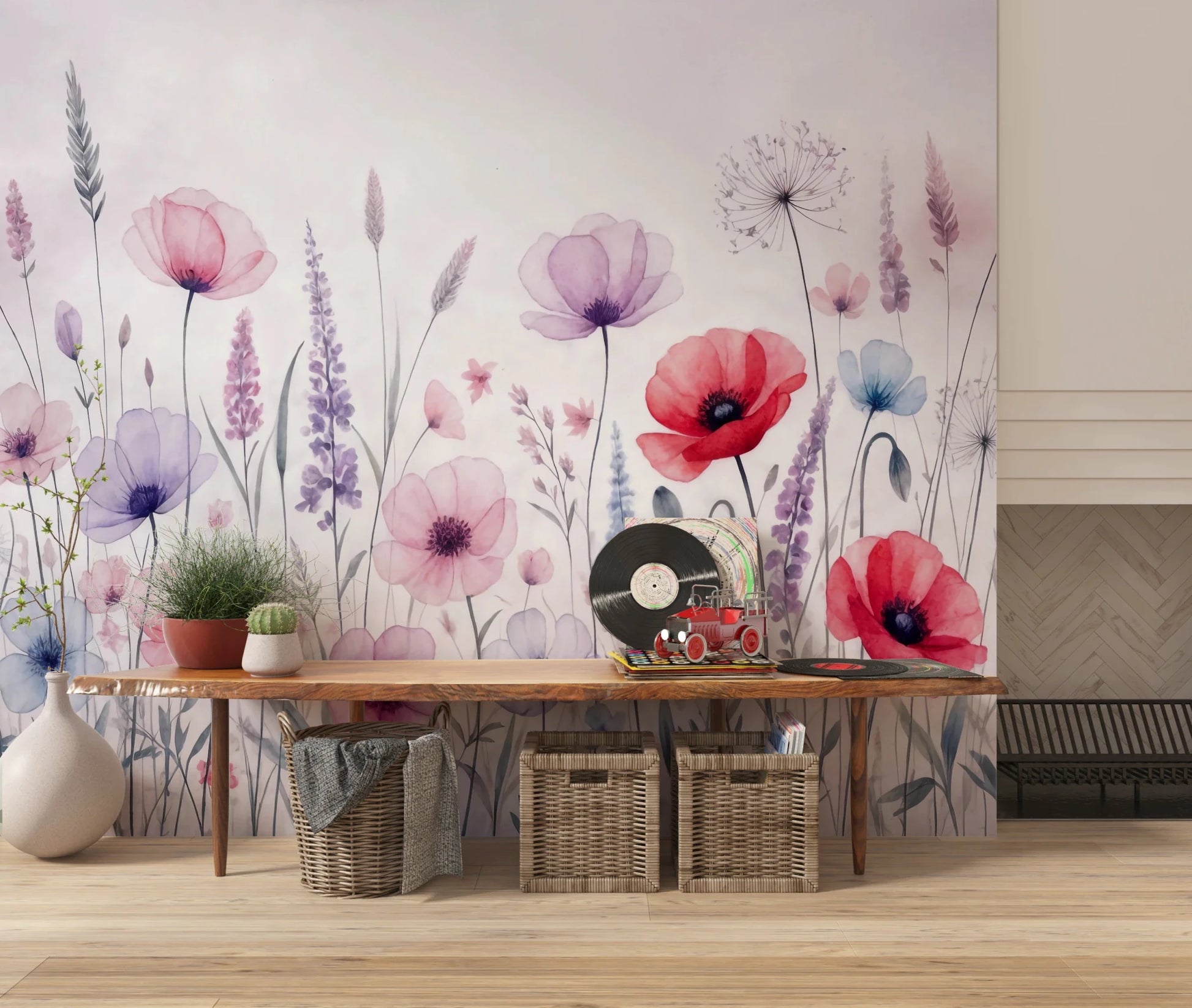 Watercolor Bloomscape Wall Mural
