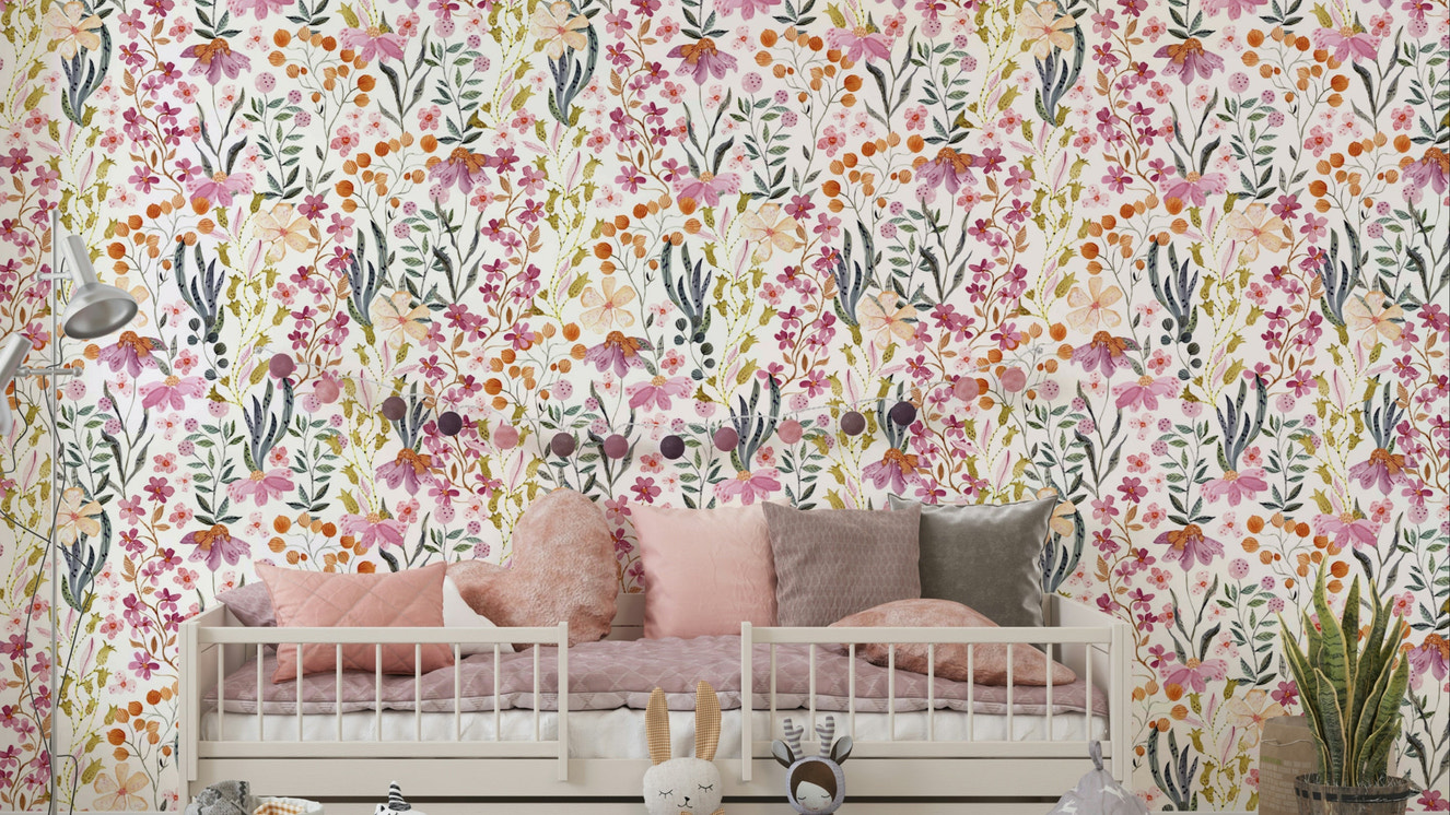 Garden flower wallpaper for creative interiors

