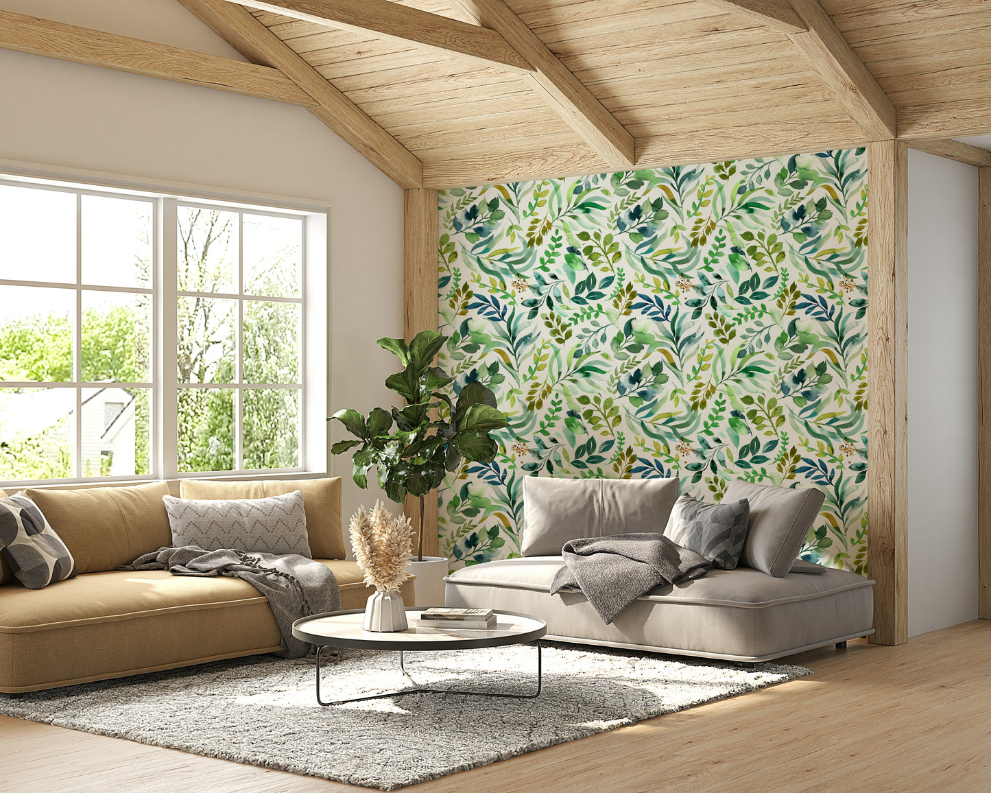 Nature-inspired mural with soft botanical brushstrokes.

