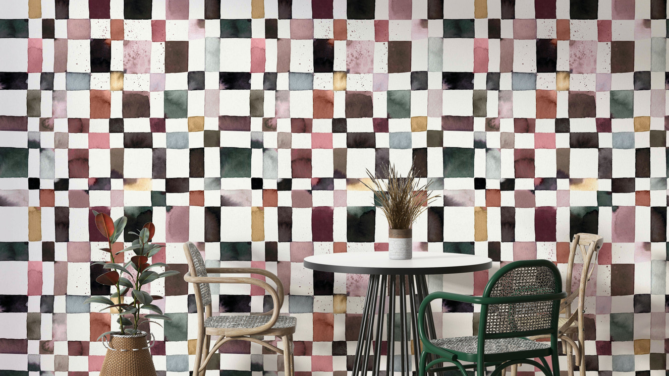 Artistic checker design ideal for cozy, minimalist interiors.

