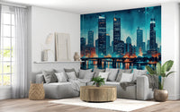 Watercolor Cityscape Wall Mural
