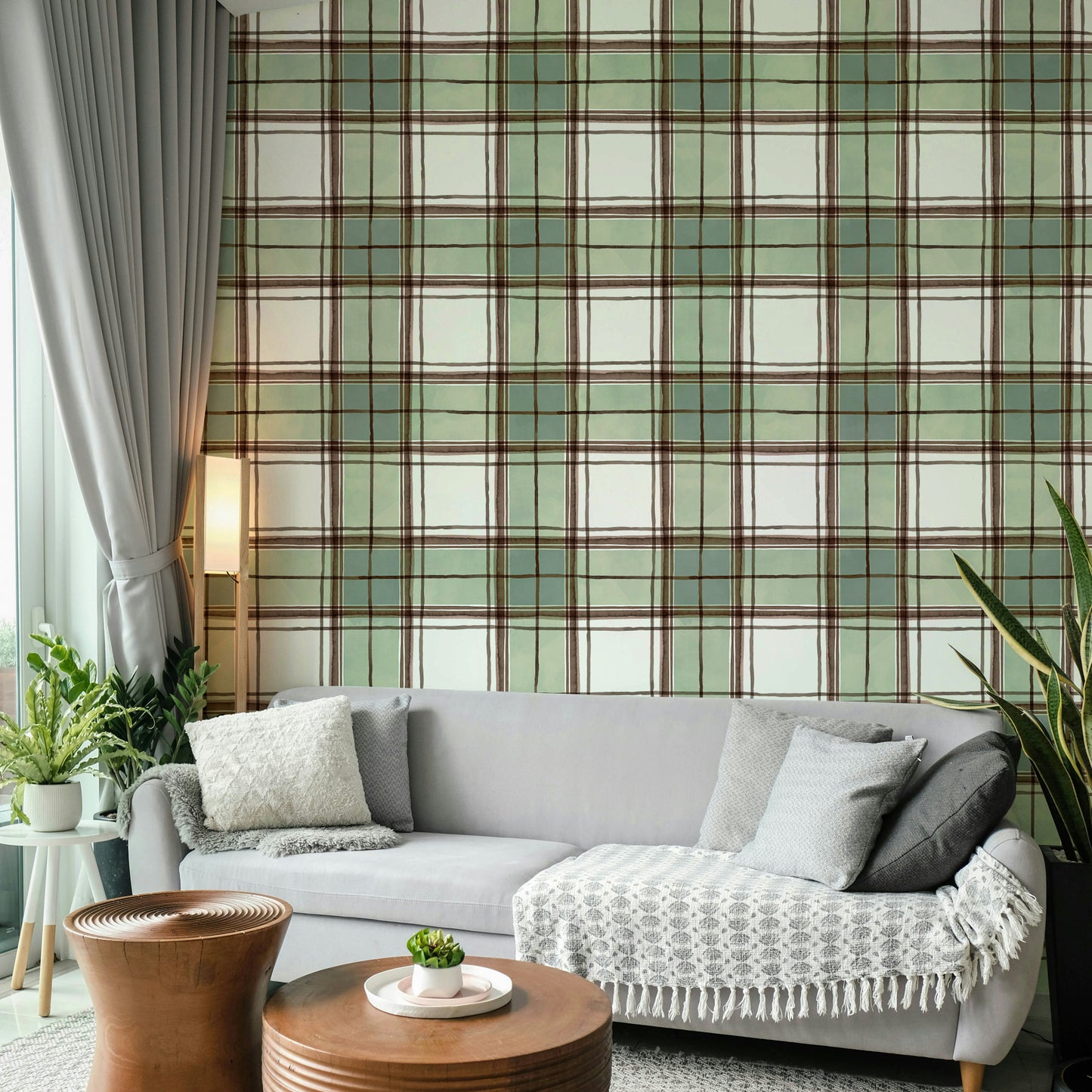 Abstract stripe wallpaper combining clean geometry and soft brushwork.

