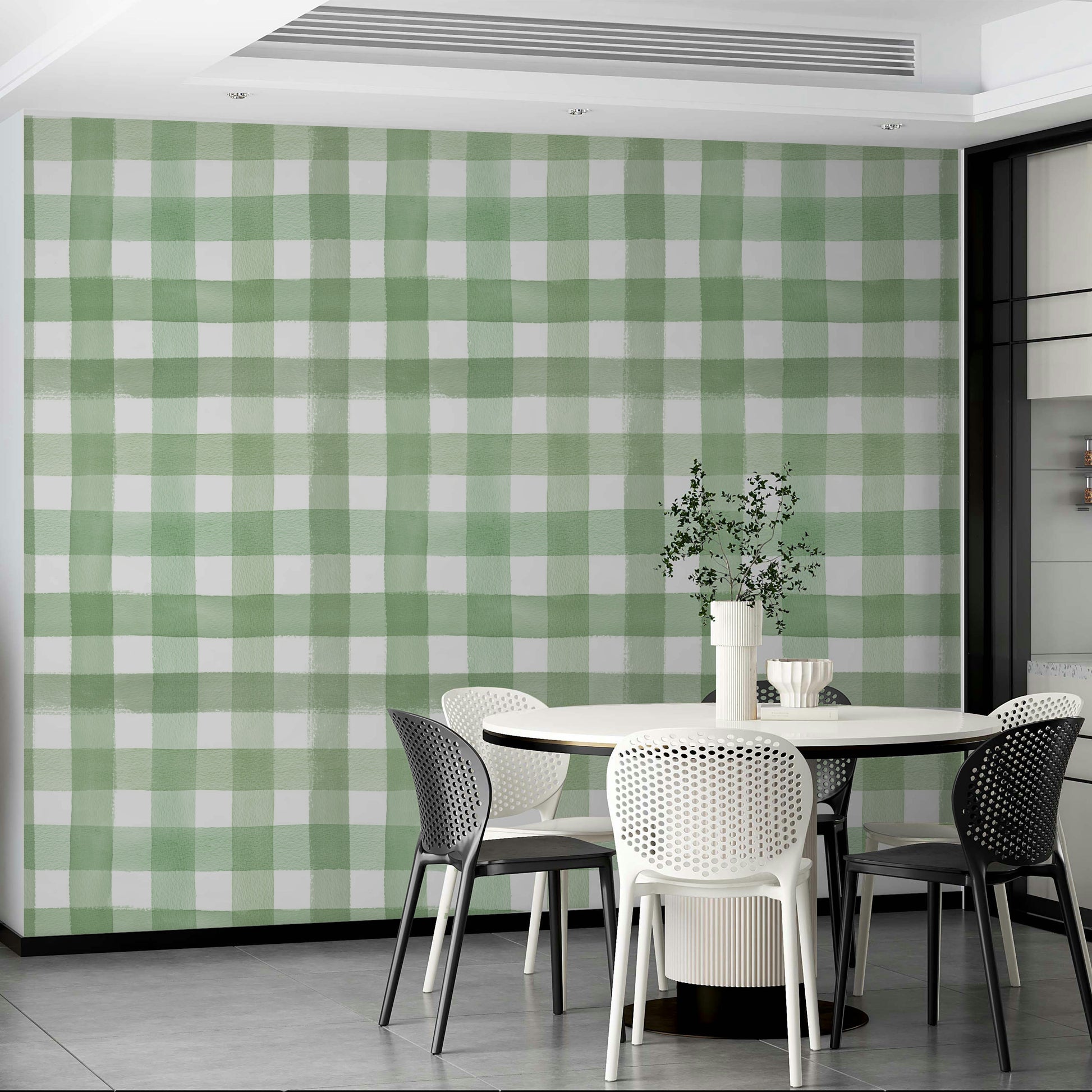Classic green gingham design with a soft and artistic finish.

