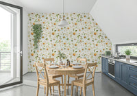 Watercolor Daisy Dreams peel and stick wallpaper, spring blossoms.