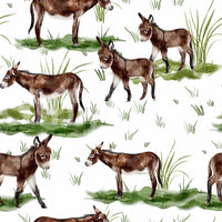 Brown and white Watercolor Donkeys large pattern.