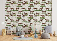 Watercolor Donkeys wall mural for a nursery.