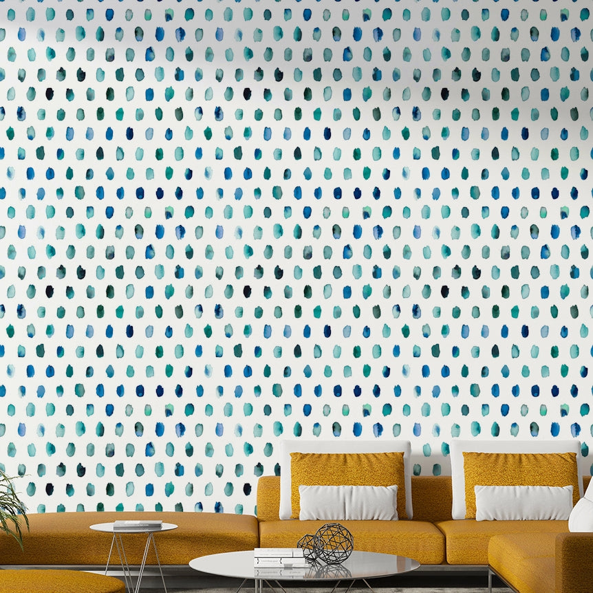 Calm wallpaper with scattered blue circles in soft artistic tones.


