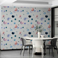 Artistic space speckled dots in soft watercolor tones for calming interiors.

