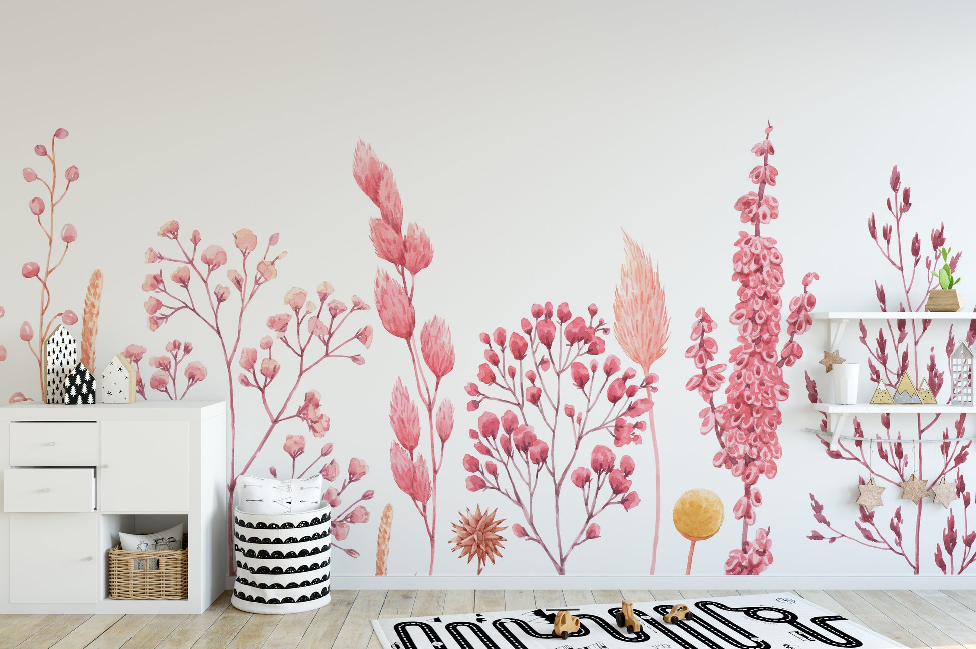 Watercolor Ears of Dried Flowers Wallpaper Murals - Giffywalls