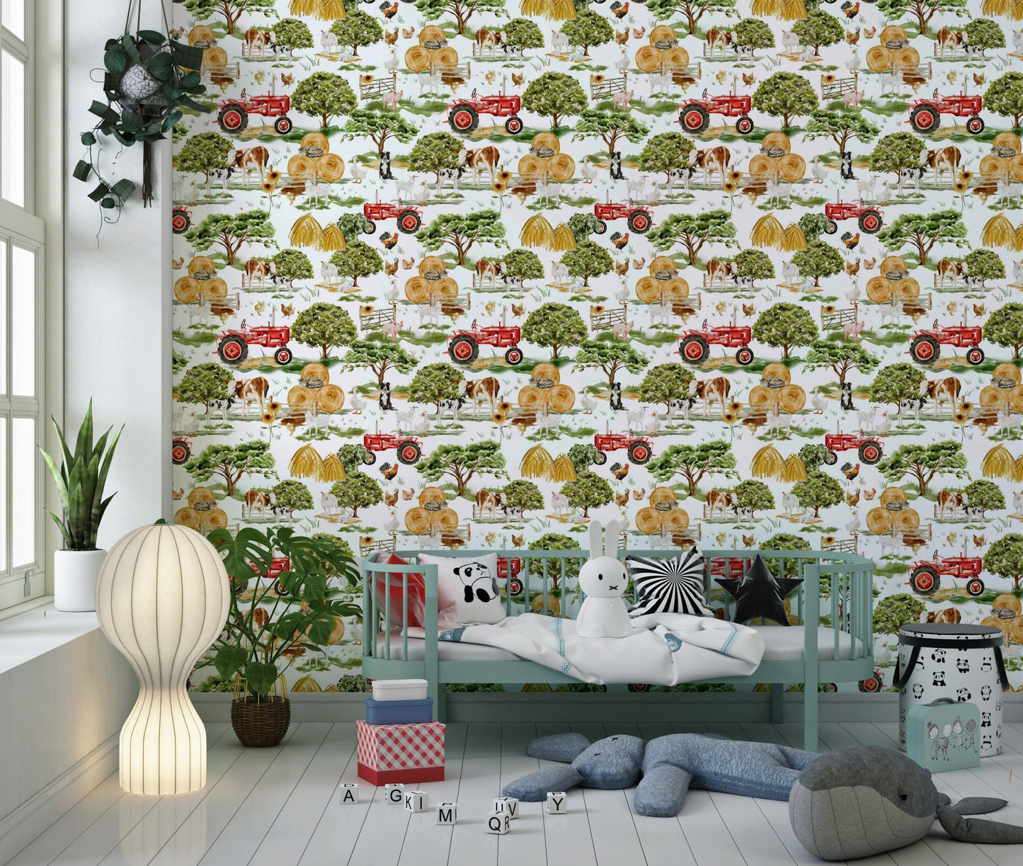 Farm Animals wall covering, heritage style illustration of livestock.