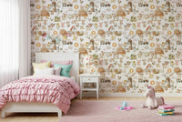 Wallpaper for walls, Watercolor Farm Fun, peaceful farming landscape.