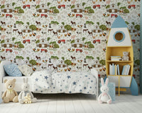 Rustic Watercolor Farm Life wallpaper print baby animal patterns.
