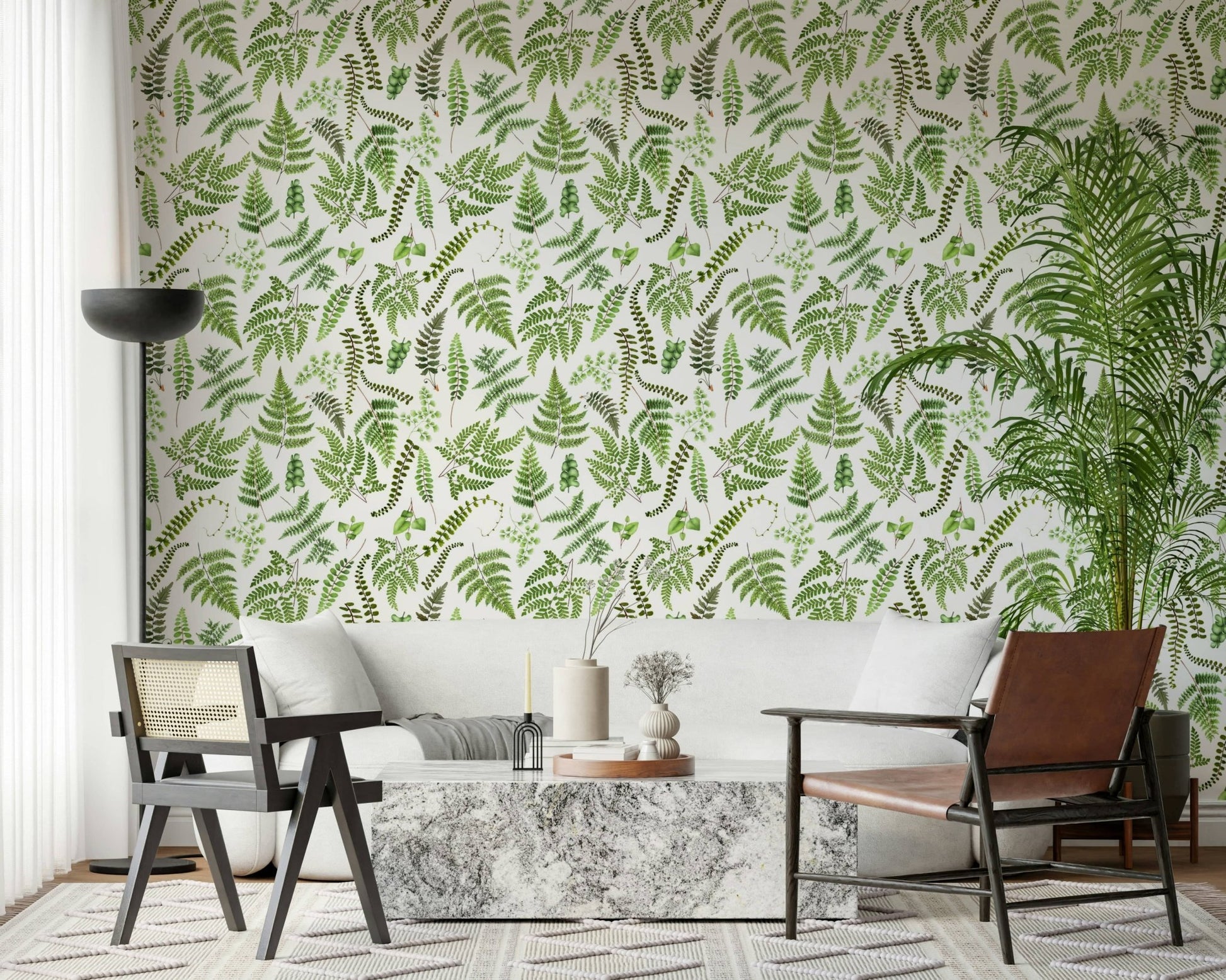 Delicate maidenhair ferns Watercolor Fern Canopy print