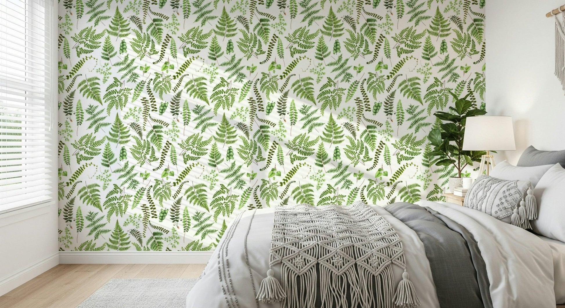 Hand-painted fern leaves Watercolor Fern Canopy covering