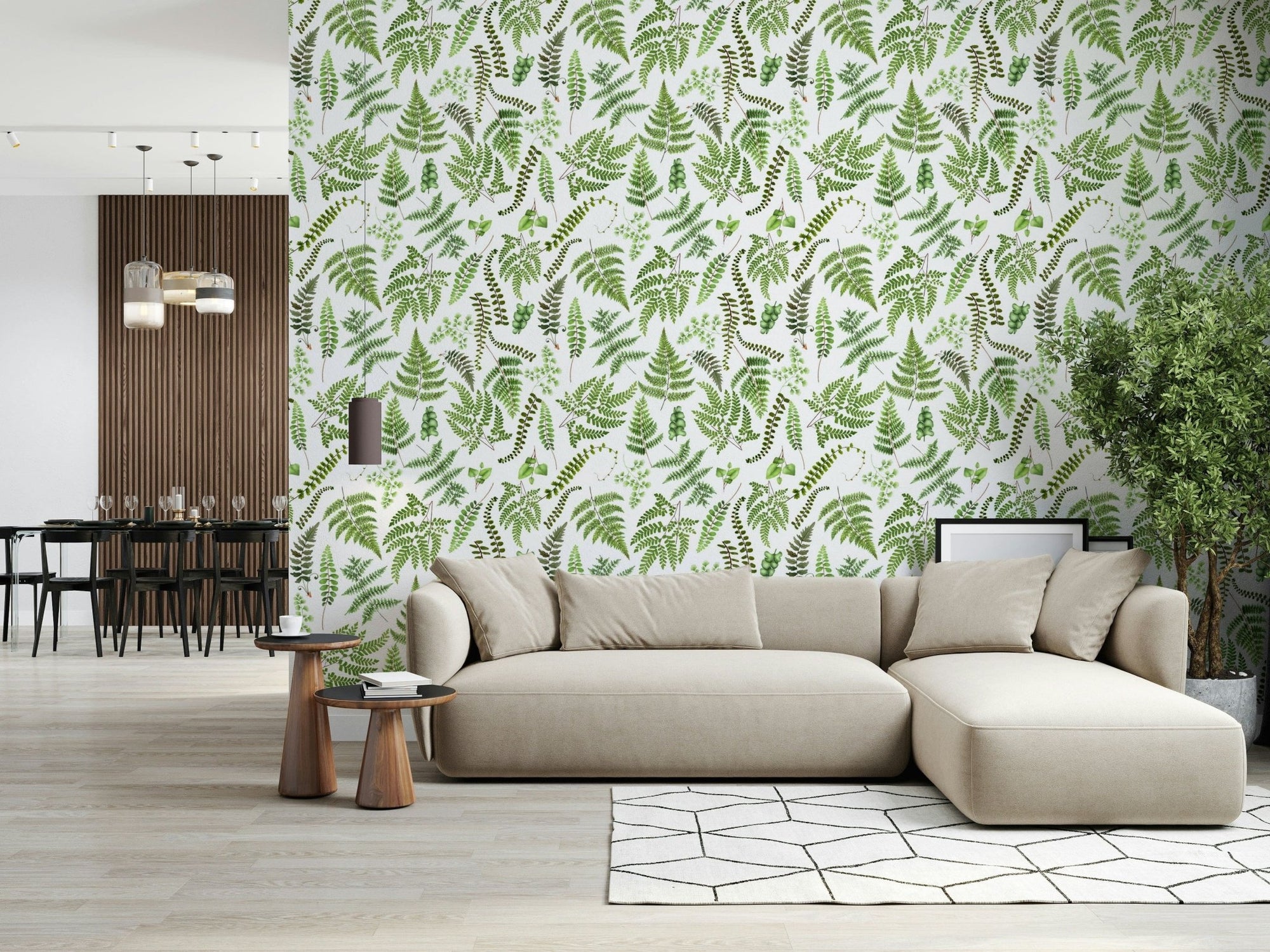 Watercolor Fern Canopy wallpaper for walls lush botanical print