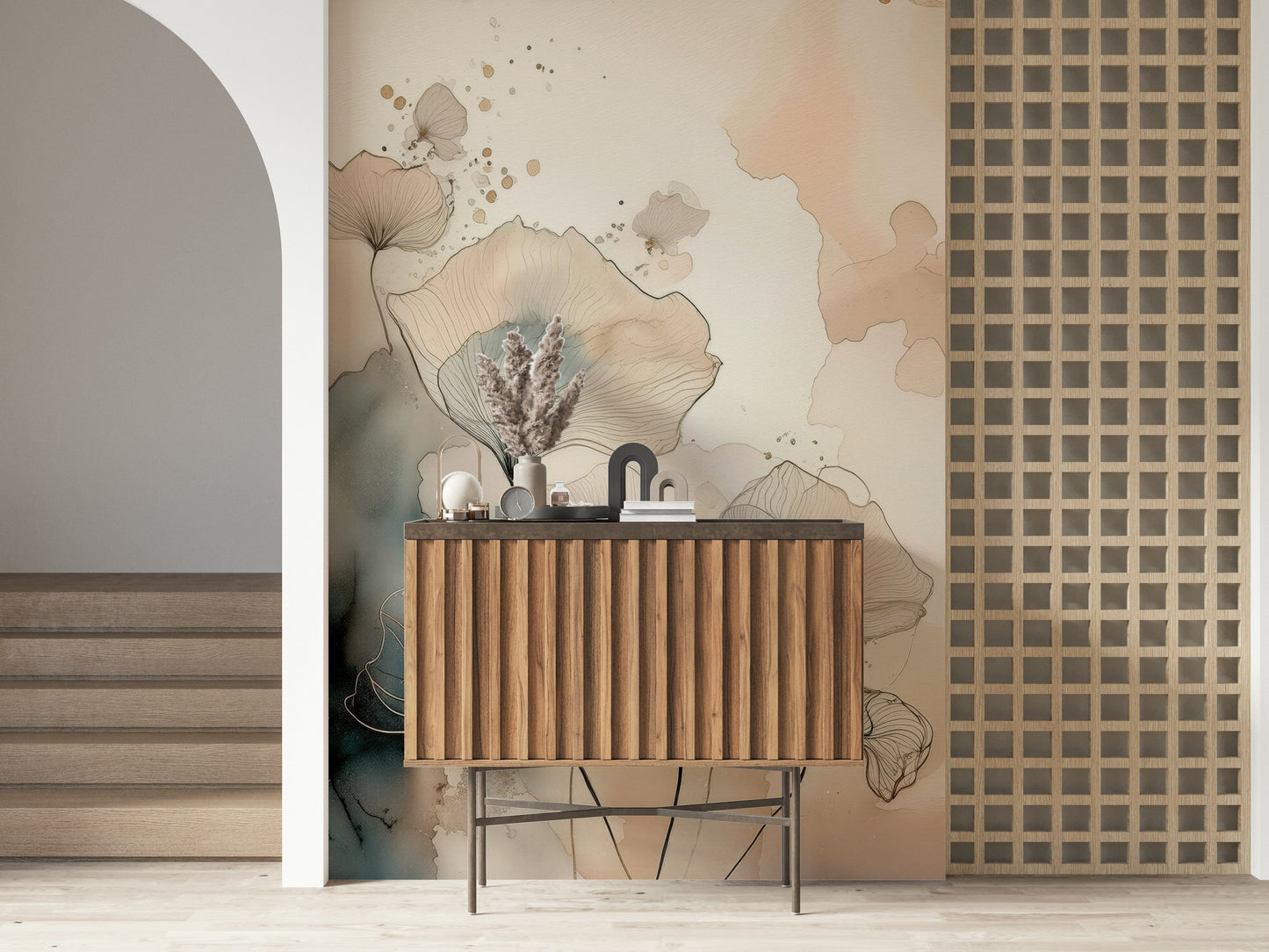 Luminous Botanical Lines Wall Mural