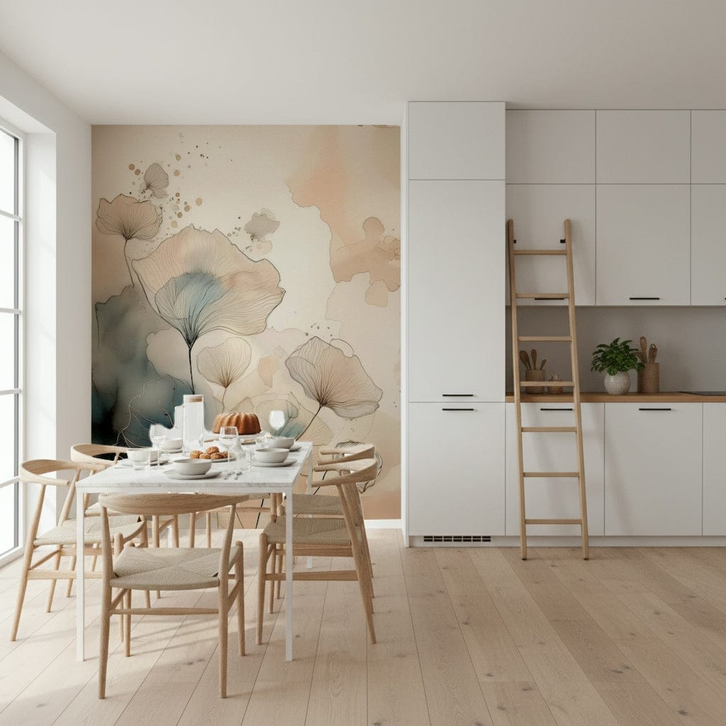 Luminous Botanical Lines Wall Mural