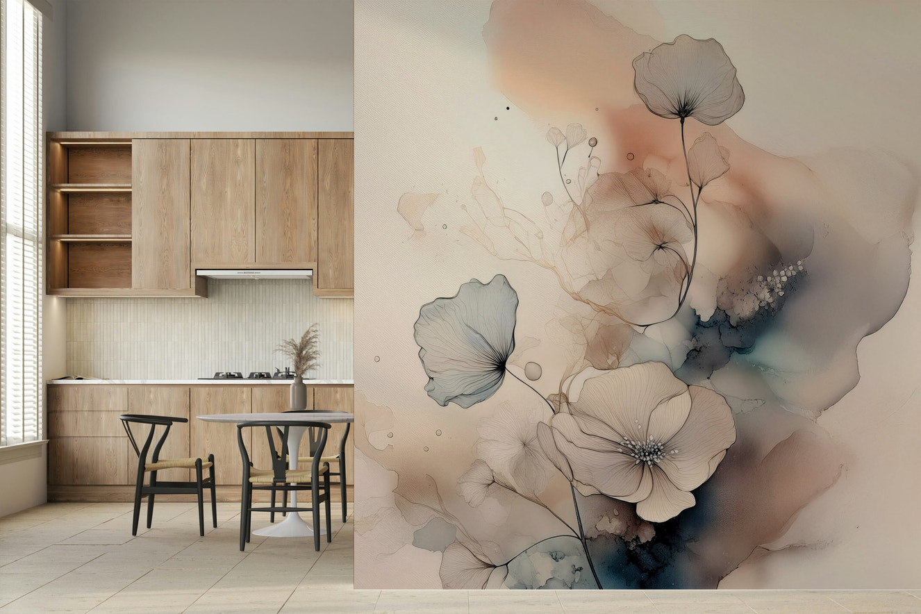 Watercolor Spiral Bloom Wall Mural