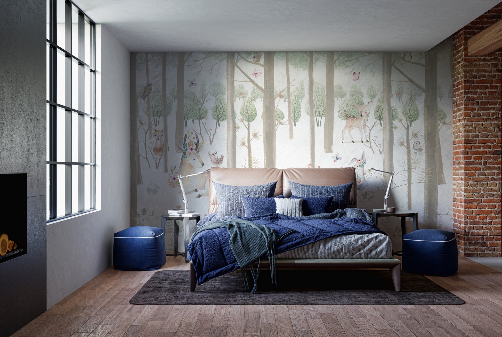Watercolor forest animals wallpaper for walls