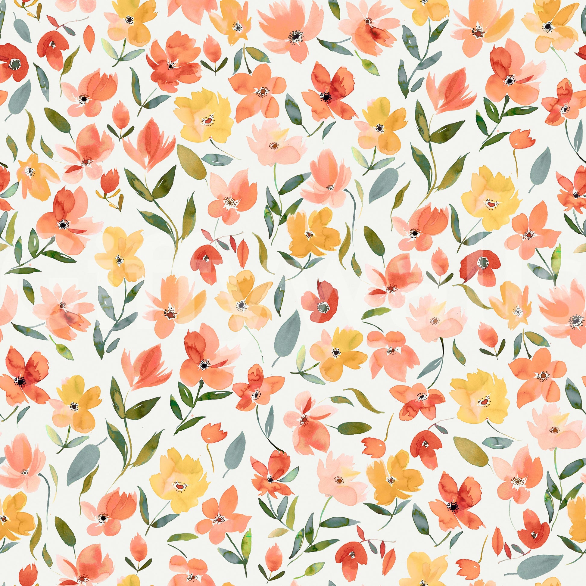 Watercolor floral wallpaper with bright petals and soft blending.









