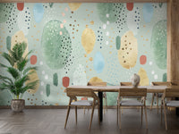 Watercolor-inspired botanical green wallpaper
