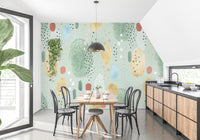 Artistic green watercolor wallpaper pattern
