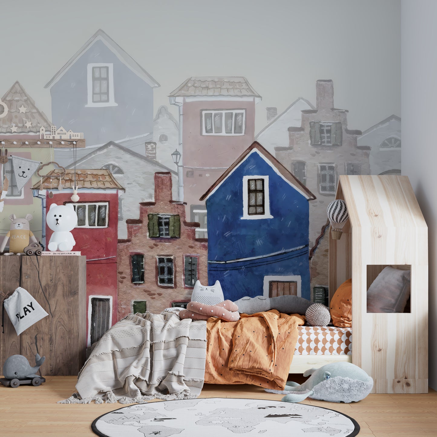 Watercolor Houses Wall Mural - Giffywalls