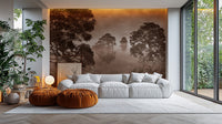 Watercolor Lake Monochrome Ink Sepia Wallpaper Murals - Giffywalls