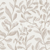 Chic Watercolor Leaves peel and stick wallpaper ivory tones.
