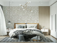 Organic Watercolor Leaves temporary wallpaper mural for bedrooms.