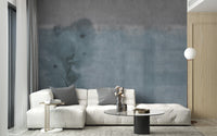 Scenic light blue watercolor mural design
