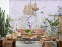 A nature-inspired wallpaper featuring a symphony of wildflowers in gentle pastel shades.