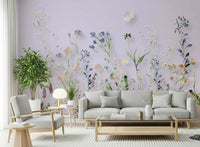 A watercolor wallpaper showcasing tall meadow wildflowers in soft, airy colors.